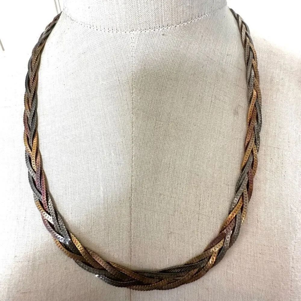 multi tone vintage braided Necklace